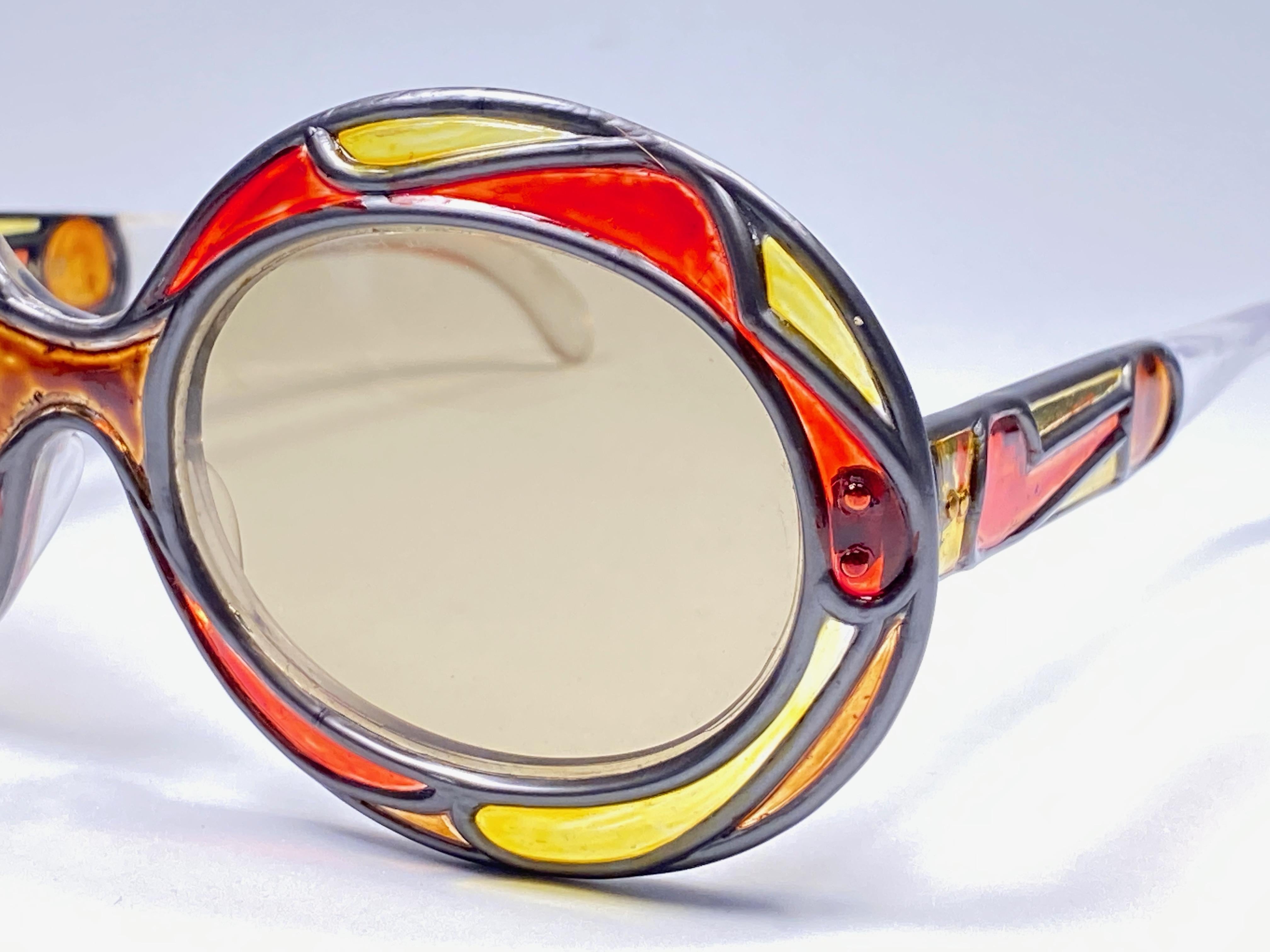 Beige New Vintage Michelle Brevet 1950's Stained Glass Handmade in France Sunglasses