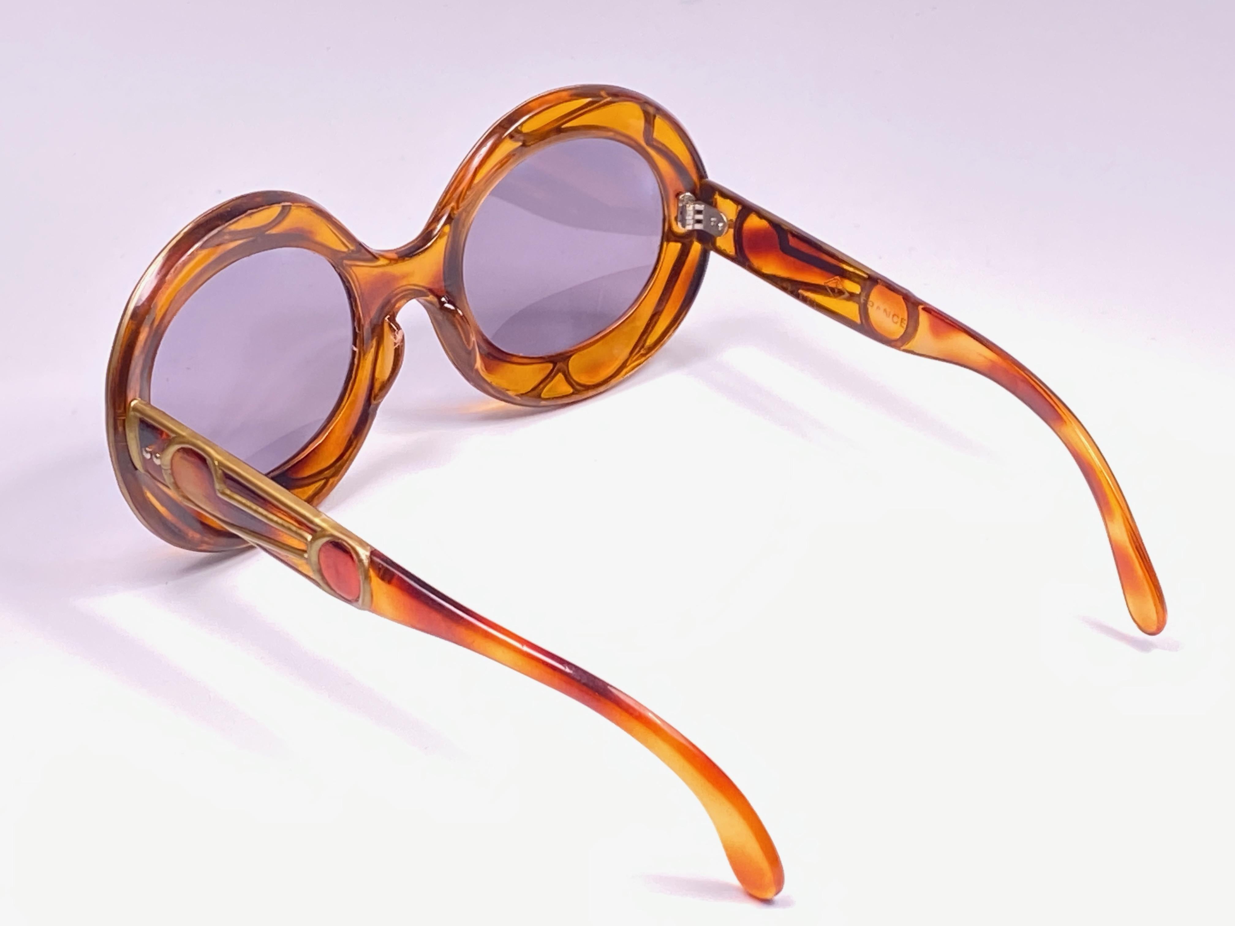Brown New Vintage Michelle Brevet 1950's Stained Glass Handmade in France Sunglasses 