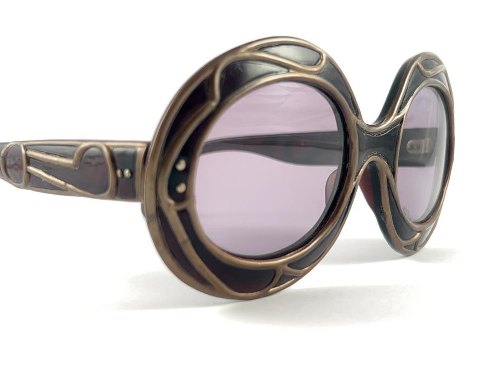 New Vintage Michelle Brevet 1950's Stained Glass Handmade in France Sunglasses 2