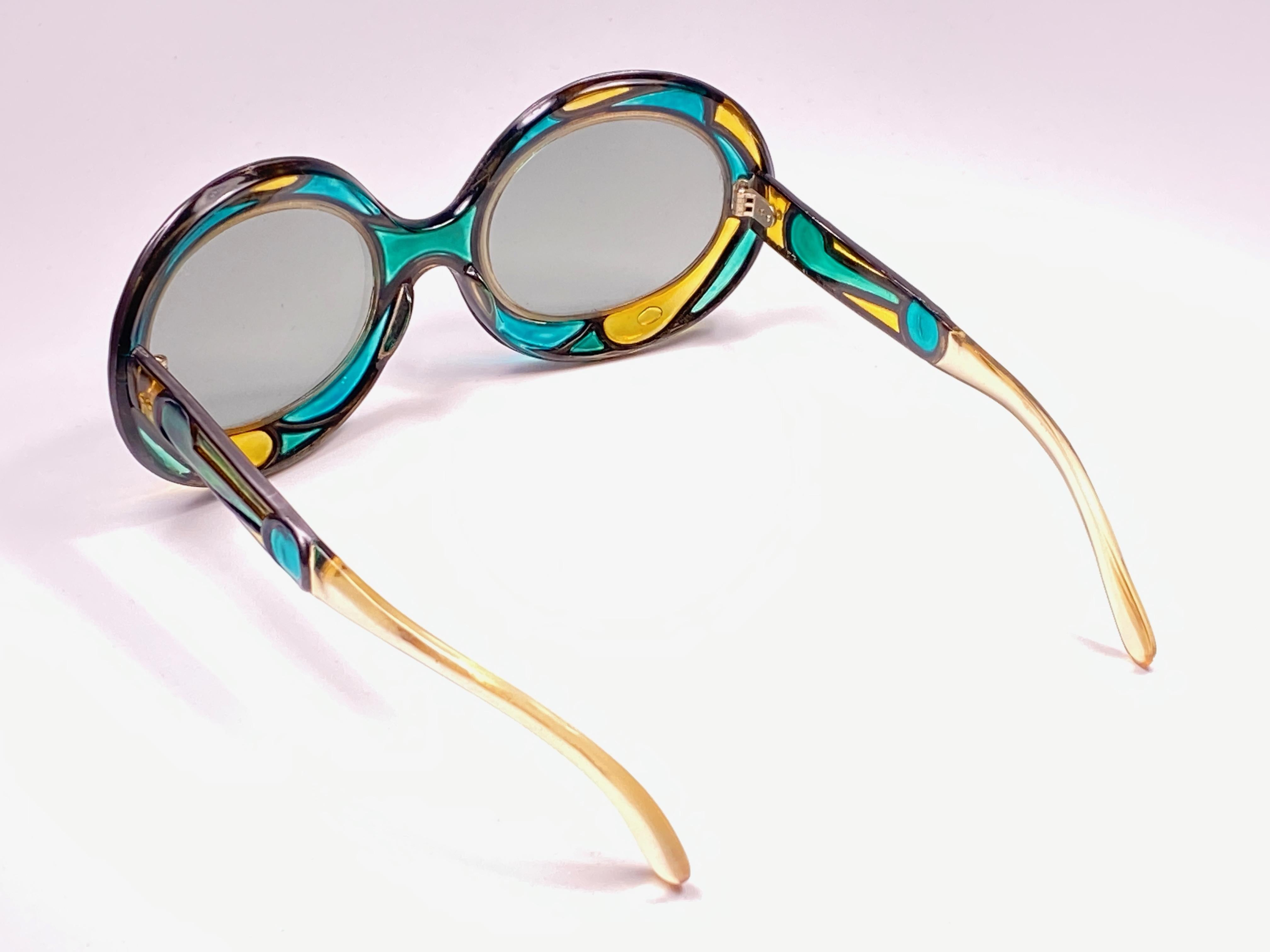 New Vintage Michelle Brevet 1950's Stained Glass Handmade in France Sunglasses  For Sale 5