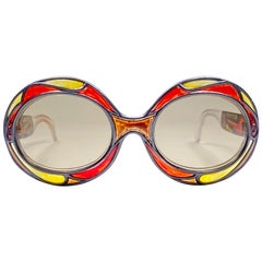 New Vintage Michelle Brevet 1950's Stained Glass Handmade in France Sunglasses 