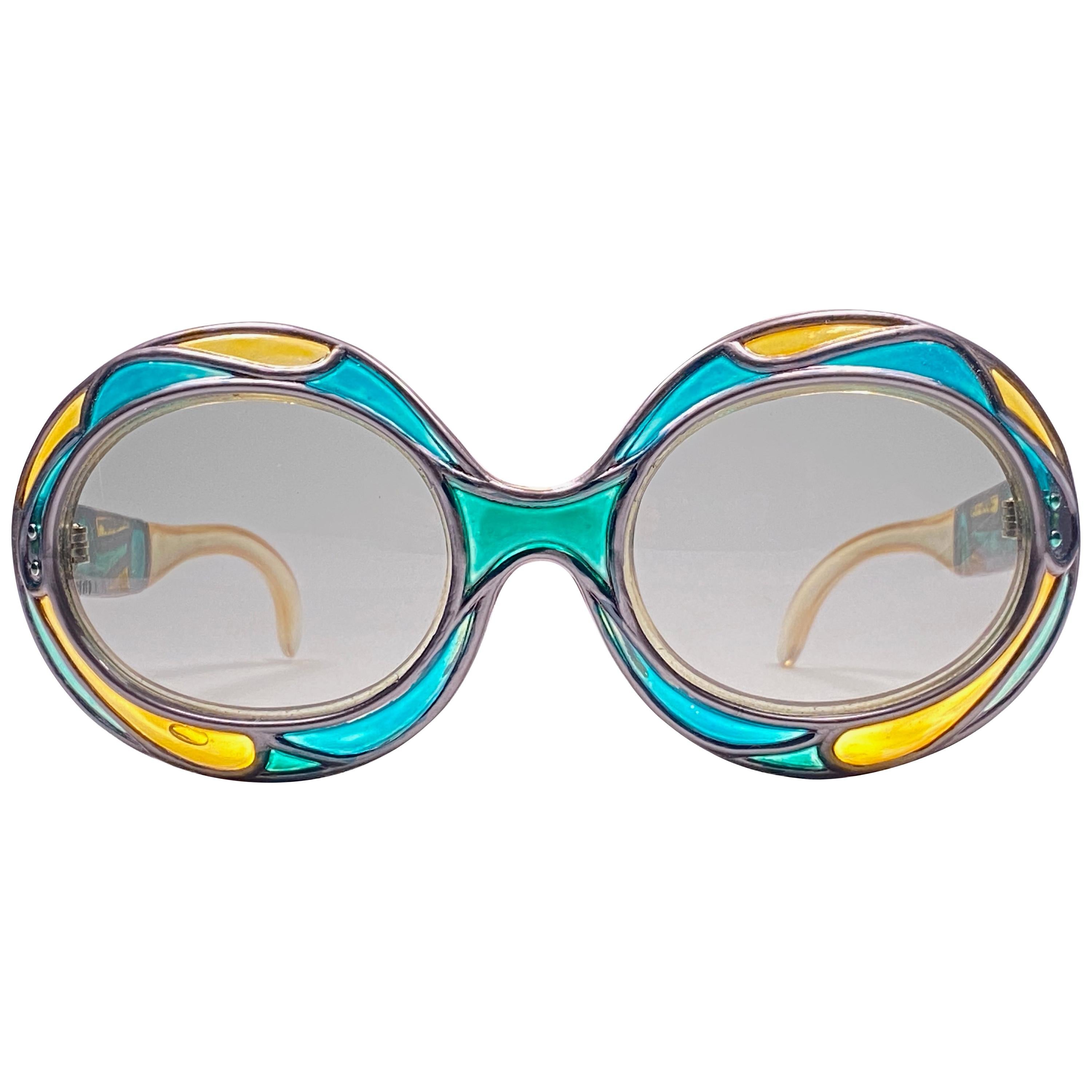New Vintage Michelle Brevete 1950's Stained Glass Handmade in France Sunglasses  en vente
