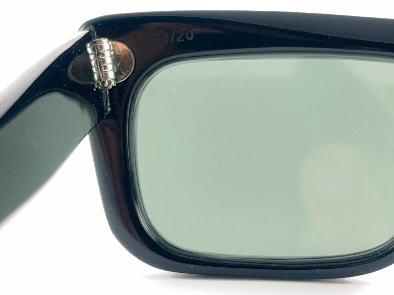 Neu Vintage Midcentury Schwarz Rechteckige Sonnenbrille 1960'S im Angebot 5