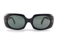 Neue Vintage Midcentury Dark Wood Pattern Oversized Rectangular Sunglasses 1960'S