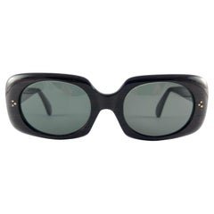 New Retro Midcentury Dark Wood Pattern Oversized Rectangular Sunglasses 1960'S