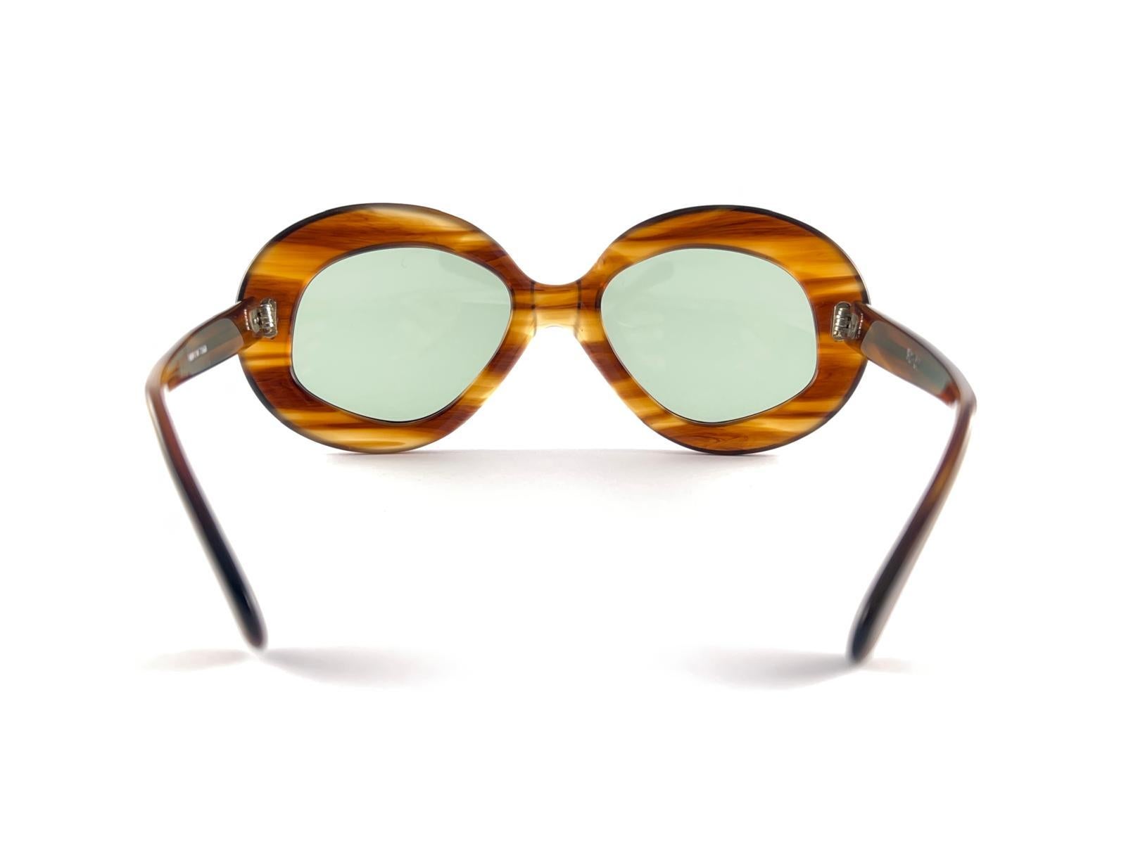 New Vintage Midcentury Oversized Blond Tortoise Frame 1960'S Made In Italy 7