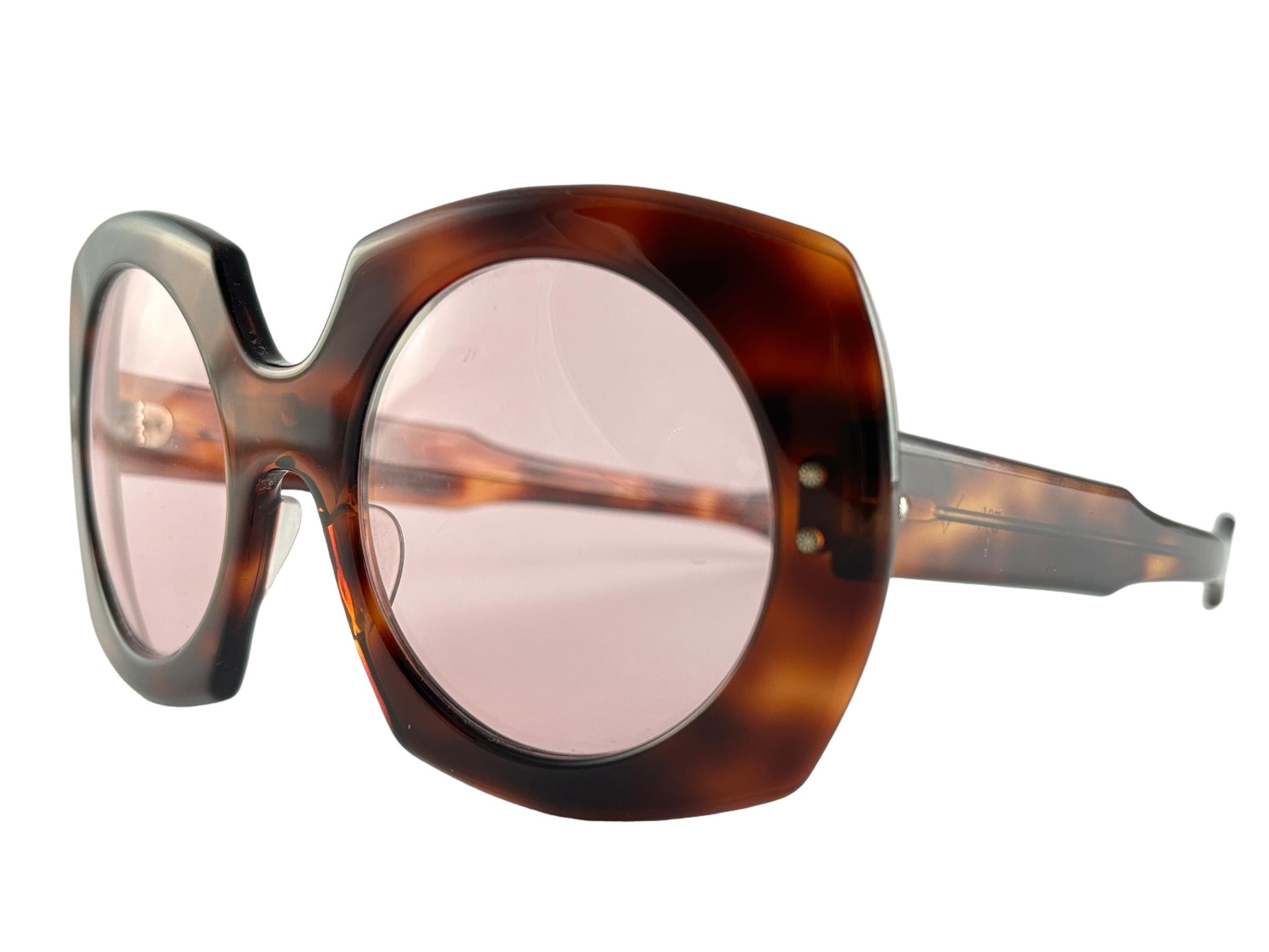 Women's New Vintage Midcentury Oversized Dark Tortoise Frame 1960'S Made In Italy For Sale