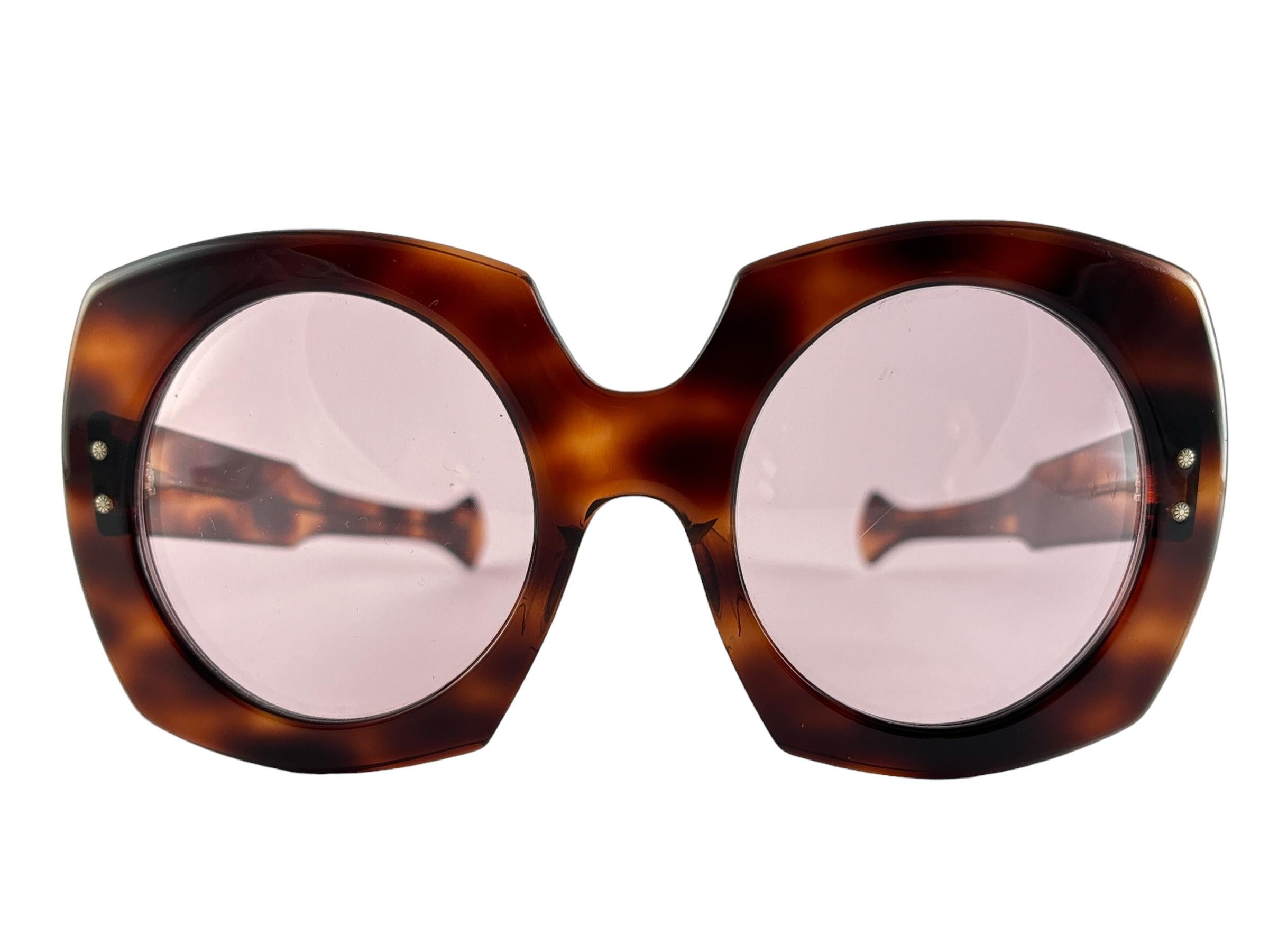New Vintage Midcentury Oversized Dark Tortoise Frame 1960'S Made In Italy For Sale 3