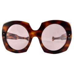 New Vintage Midcentury Oversized Dark Tortoise Frame 1960'S Made In Italy