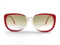 New Vintage Midcentury Translucent & Red Gradient Lenses 60'S Sunglasses France
