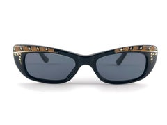 New Vintage Midcentury Traviata Black & Rhinestones Sunglasses 50'S  France