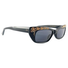 New Vintage Midcentury Traviata Black & Rhinestones Sunglasses 50'S  France