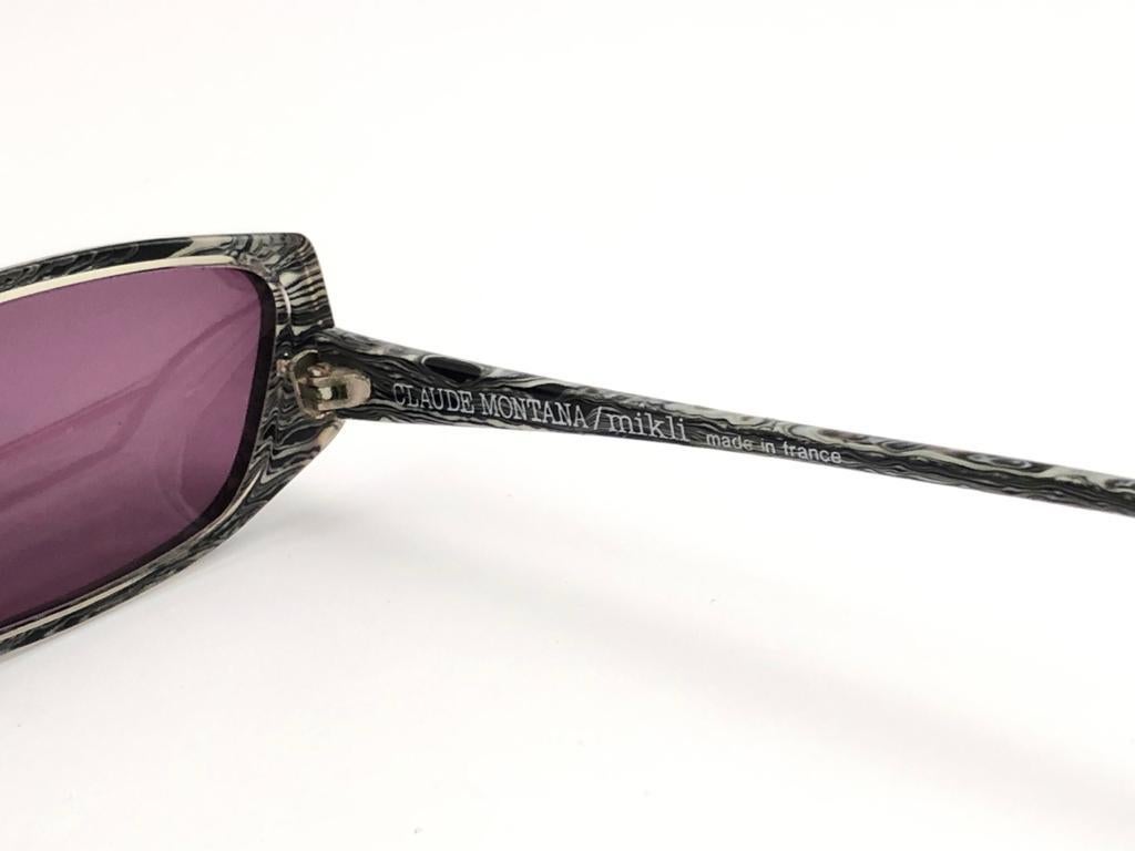 Gray New Vintage Mikli & Montana 504 Ultra Wide Handmade in France Sunglasses 1990 For Sale