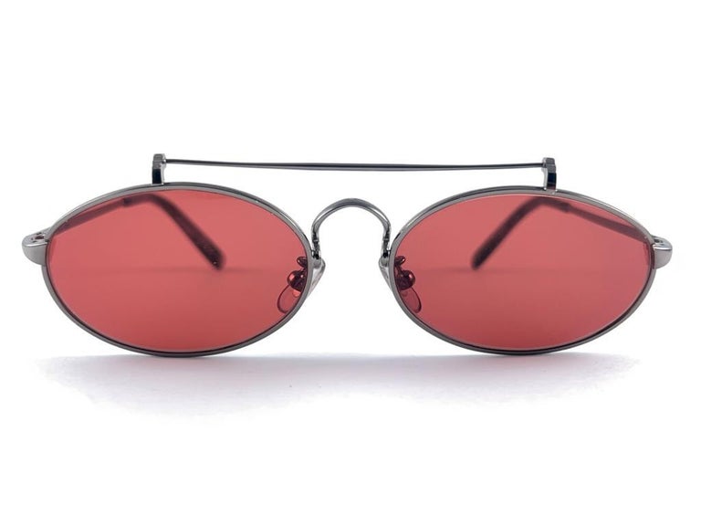 Vintage MIYAKE Design Studio Round Sunglasses Silver Frame Brown Lenses 90s Vintage Issey Miyake 1984 runway piece. This futuristic one  main image 4