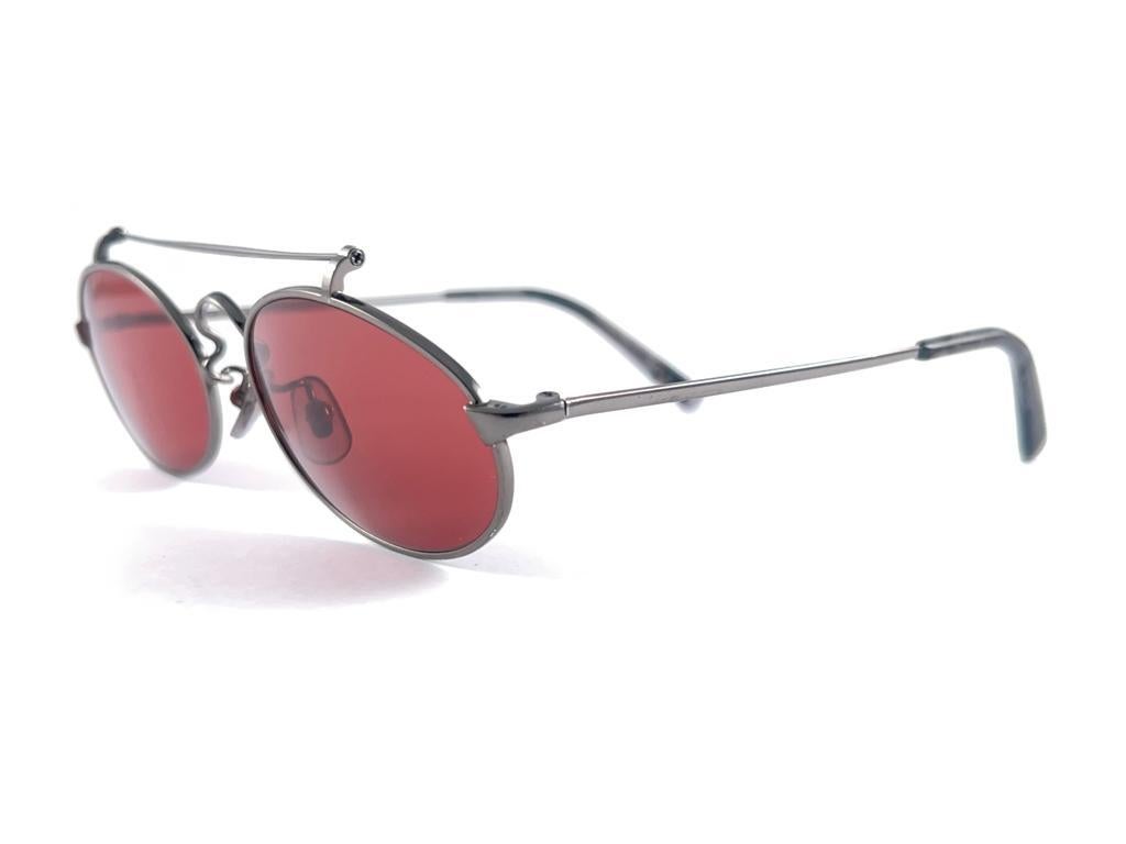 New Vintage Miyake Design Studio Metallic Silver Frame 90's Japan Sunglasses For Sale 3