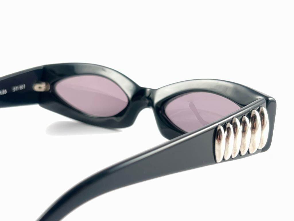 New Vintage Montana 511 Black Rectangular Handmade France 90'S Sunglasses For Sale 6