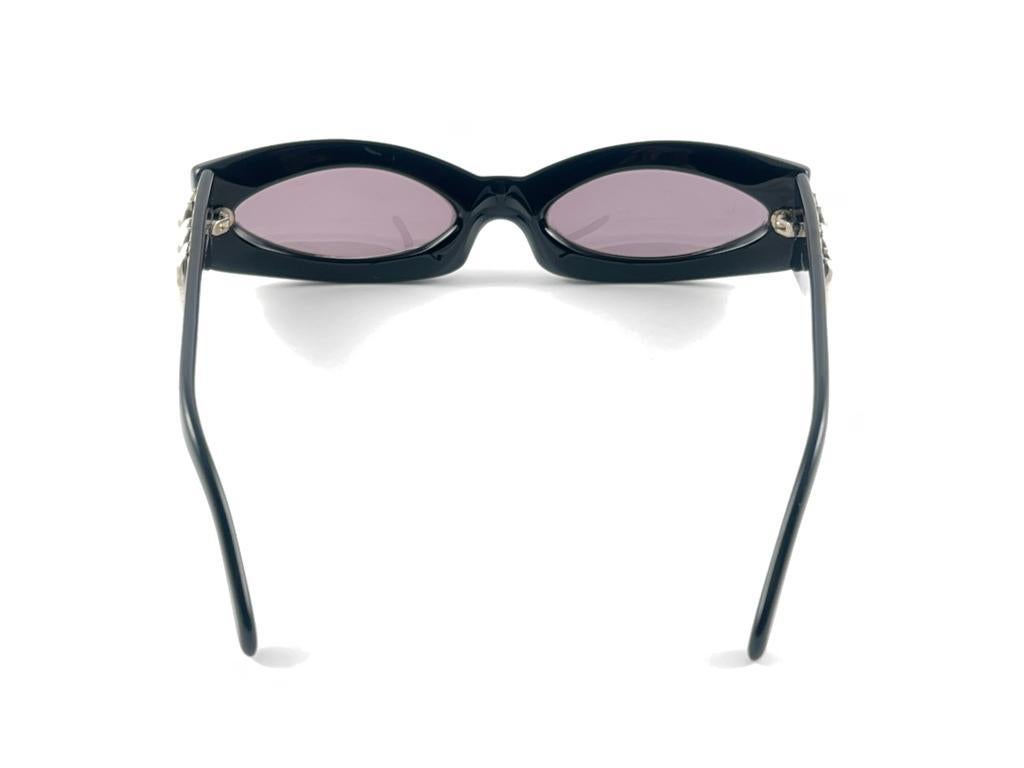 New Vintage Montana 511 Black Rectangular Handmade France 90'S Sunglasses For Sale 9
