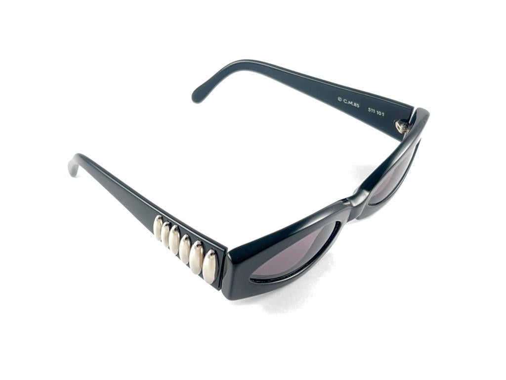 New Vintage Montana 511 Black Rectangular Handmade France 90'S Sunglasses In New Condition For Sale In Baleares, Baleares