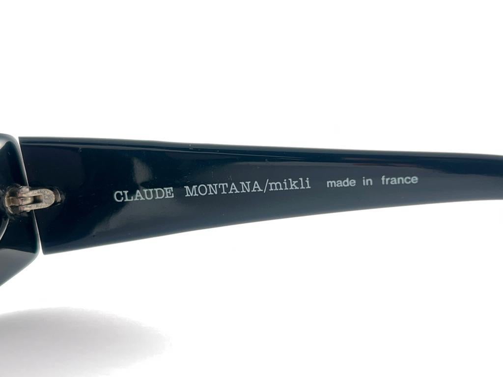 New Vintage Montana 511 Black Rectangular Handmade France 90'S Sunglasses For Sale 4
