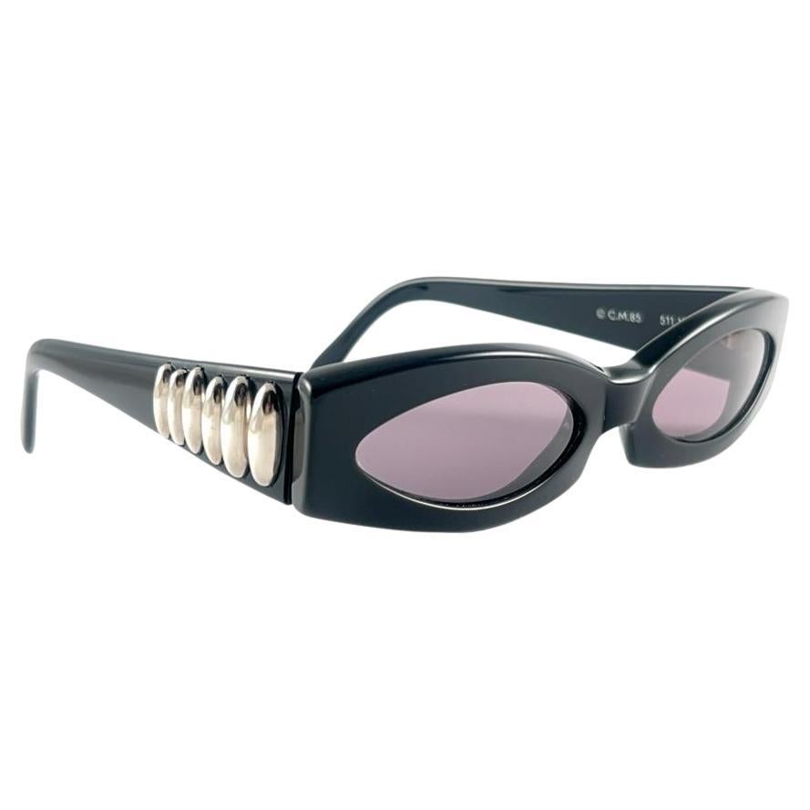 New Vintage Montana 511 Black Rectangular Handmade France 90'S Sunglasses For Sale