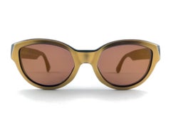 New Vintage Montana 520 Gold & Black Frame Gold Lenses Made In France Sunglasses