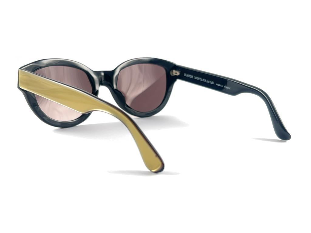 New Vintage Montana 520 Gold & Black Frame Gold Lenses Made In France Sunglasses For Sale 3