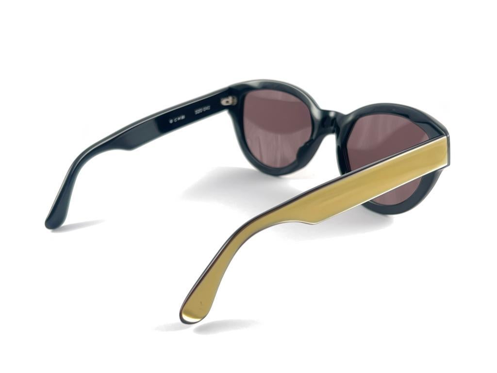 New Vintage Montana 520 Gold & Black Frame Gold Lenses Made In France Sunglasses For Sale 4
