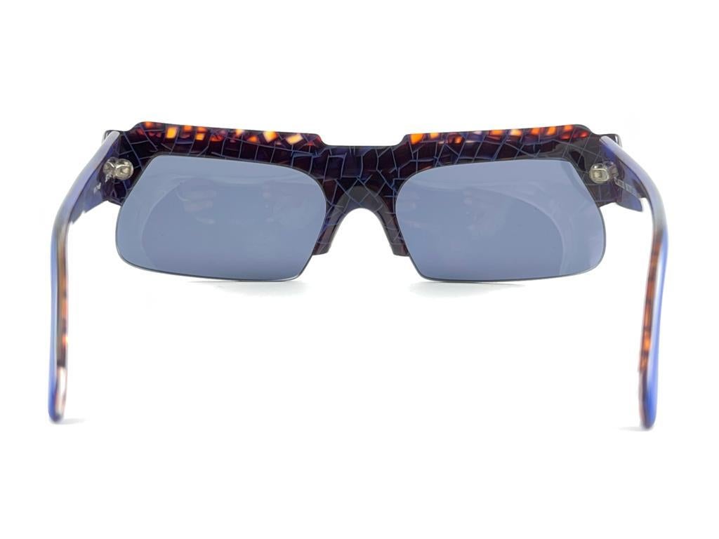 New Vintage Montana 521  Blue Marbled Frame Handmade In France Sunglasses 80'S For Sale 8