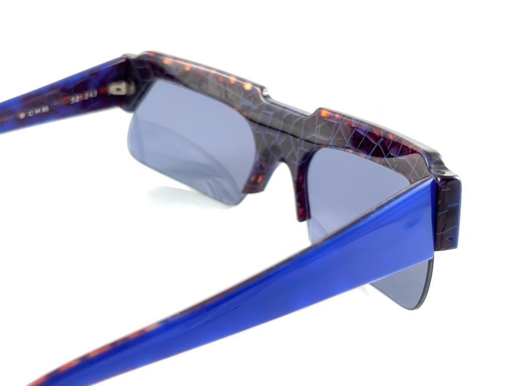 New Vintage Montana 521  Blue Marbled Frame Handmade In France Sunglasses 80'S For Sale 9