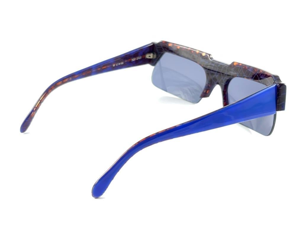 New Vintage Montana 521  Blue Marbled Frame Handmade In France Sunglasses 80'S For Sale 2