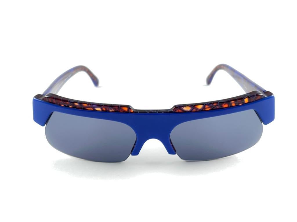 New Vintage Montana 521  Blue Marbled Frame Handmade In France Sunglasses 80'S For Sale 3