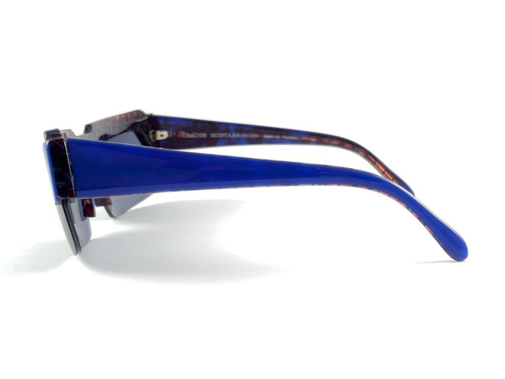 New Vintage Montana 521  Blue Marbled Frame Handmade In France Sunglasses 80'S For Sale 4