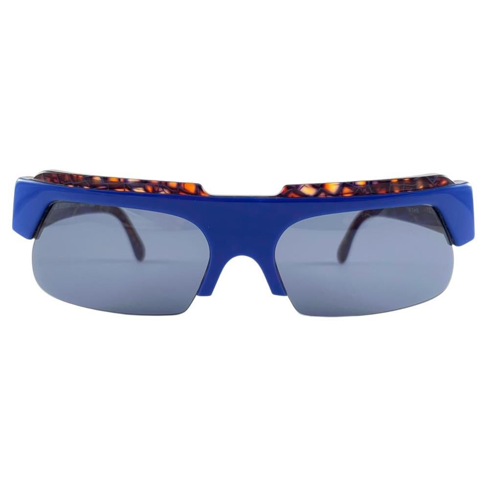 Montana 521, neu, Vintage  Handgefertigte Sonnenbrille mit blauem Marmorrahmen aus Frankreich, 80er Jahre