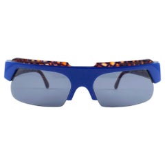 Montana 521, neu, Vintage  Handgefertigte Sonnenbrille mit blauem Marmorrahmen aus Frankreich, 80er Jahre