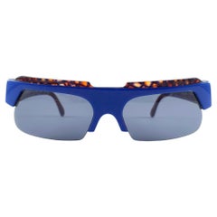 Nouveau Vintage Montana 521  Lunettes de soleil 80's à monture marbrée bleue faites à la main en France