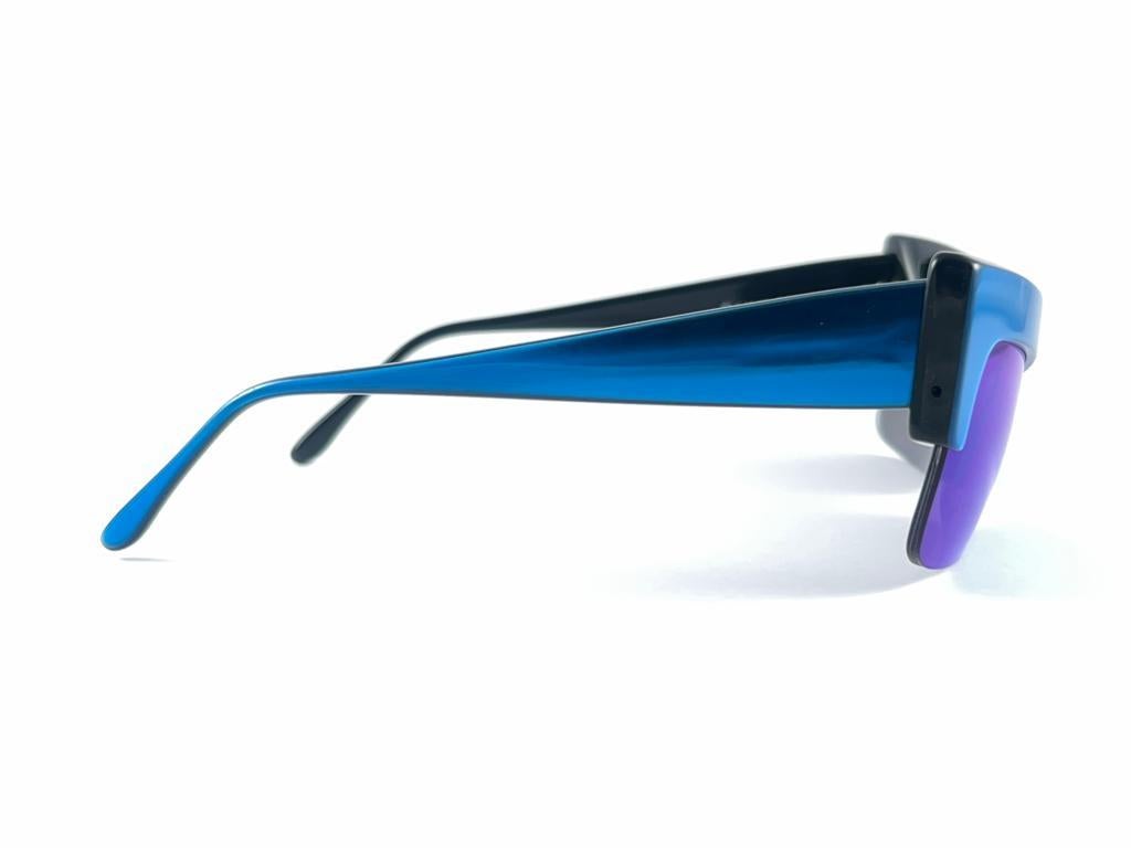 Nouvelles lunettes de soleil vintage Montana 522 à monture électrique bleue, fabriquées en France, années 80 Unisexe en vente