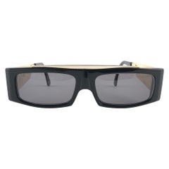 Montana 553 Maske Schwarz & Gold Handgefertigte Vintage-Sonnenbrille aus Frankreich 1990