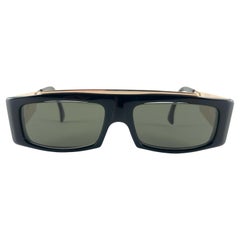 Neu Vintage Montana 553 Maske Schwarz & Gold Handgefertigt in Frankreich Sonnenbrille 80er Jahre