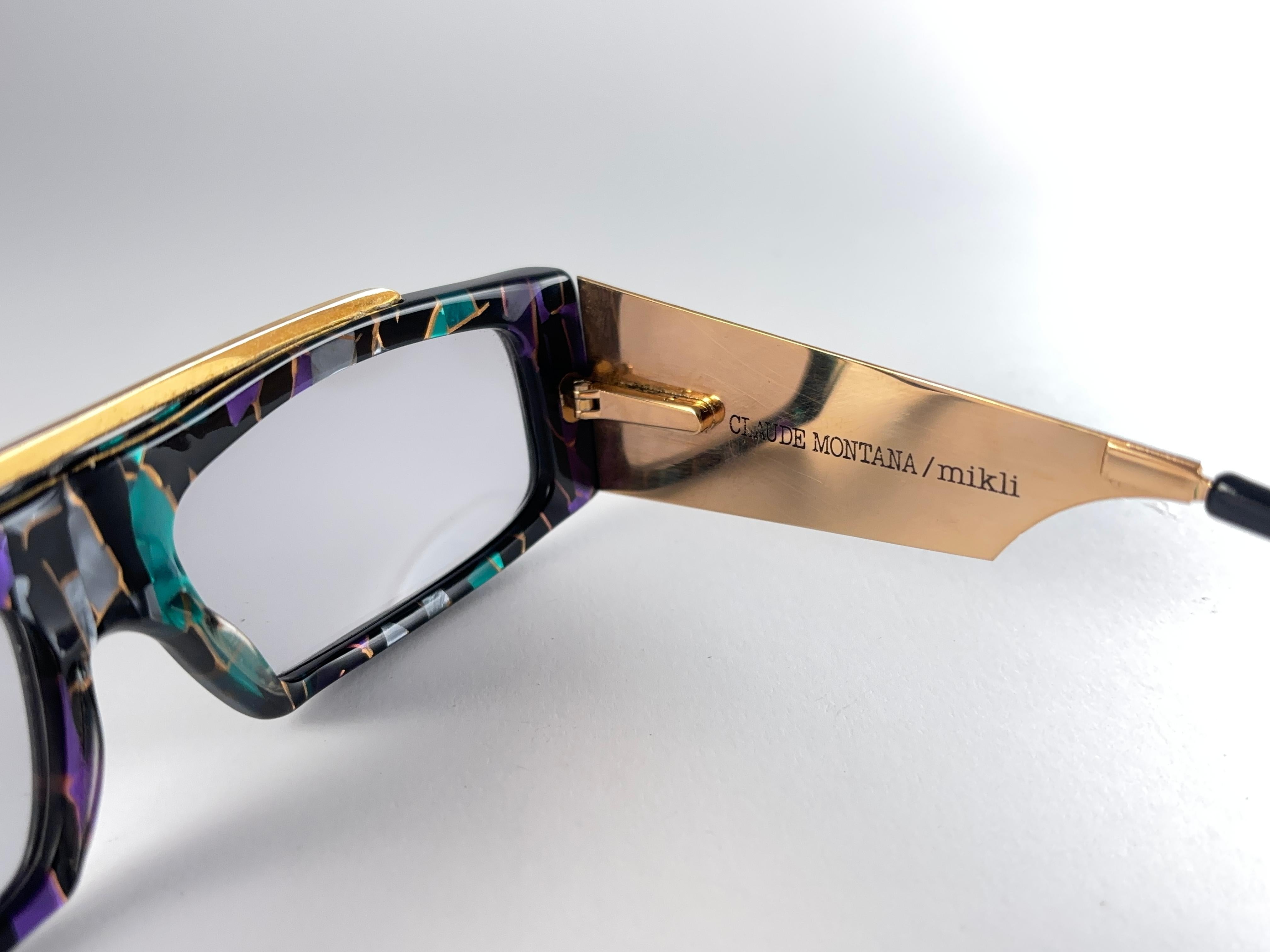 New Vintage Montana 553 Mask Mosaic & Gold Handmade in France Sunglasses 80's In Excellent Condition For Sale In Baleares, Baleares