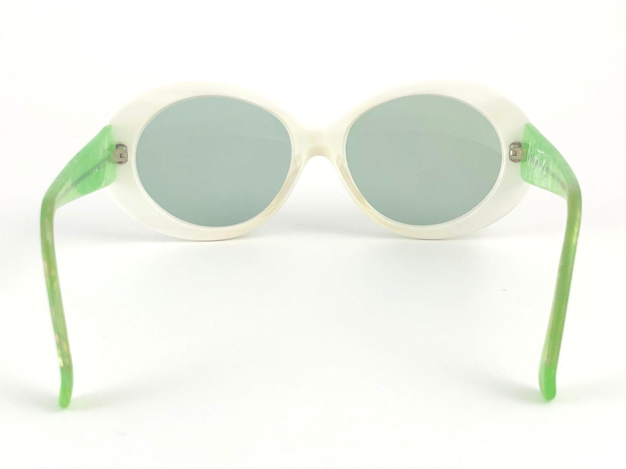 New Vintage Montana 5594 Oval White & Green Handmade in France Sunglasses 1990 3