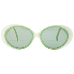 New Vintage Montana 5594 Oval White & Green Handmade in France Sunglasses 1990