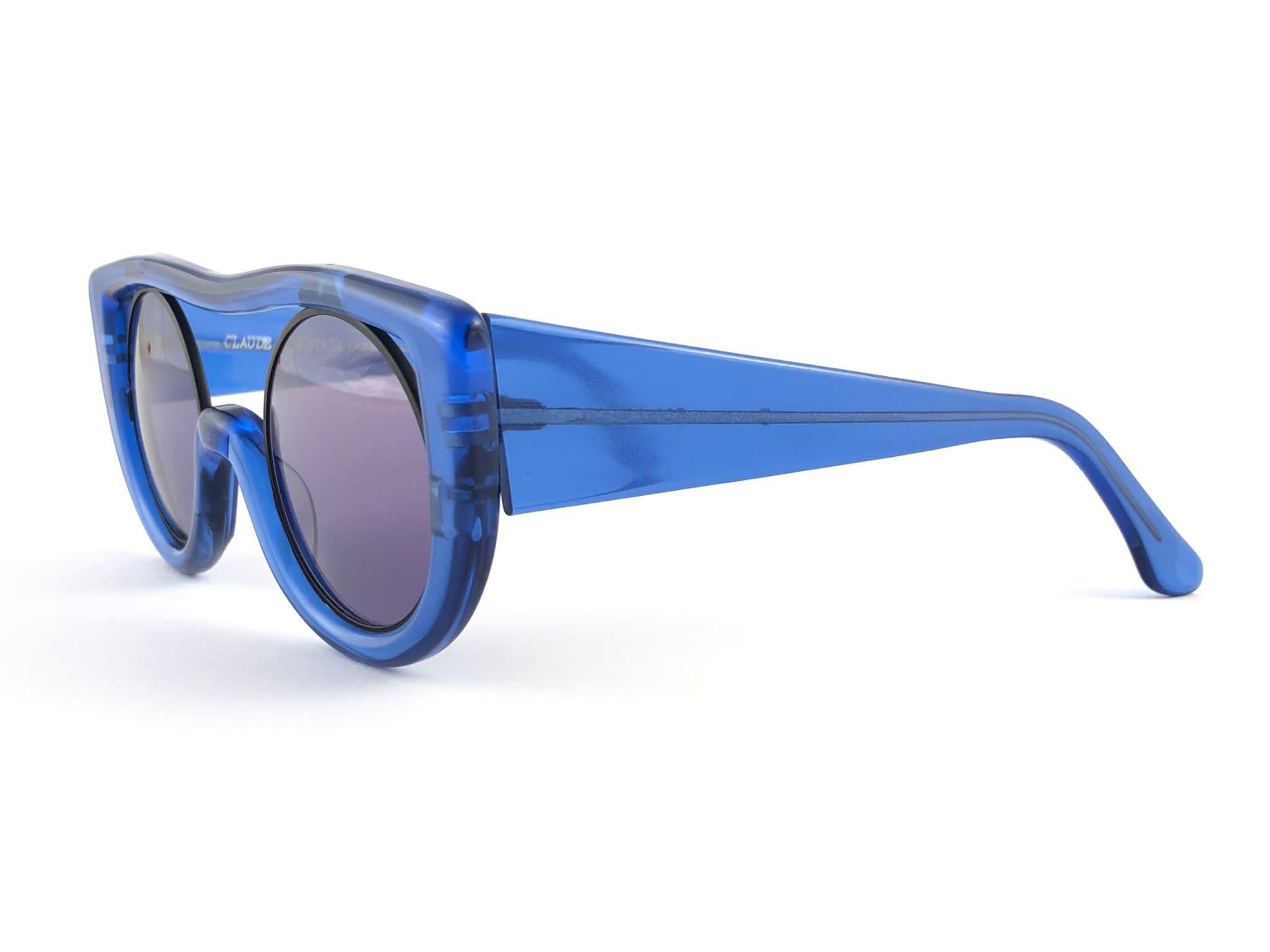 New Vintage Montana 564 Electric Blue Handmade in France Sunglasses 1980's For Sale 3