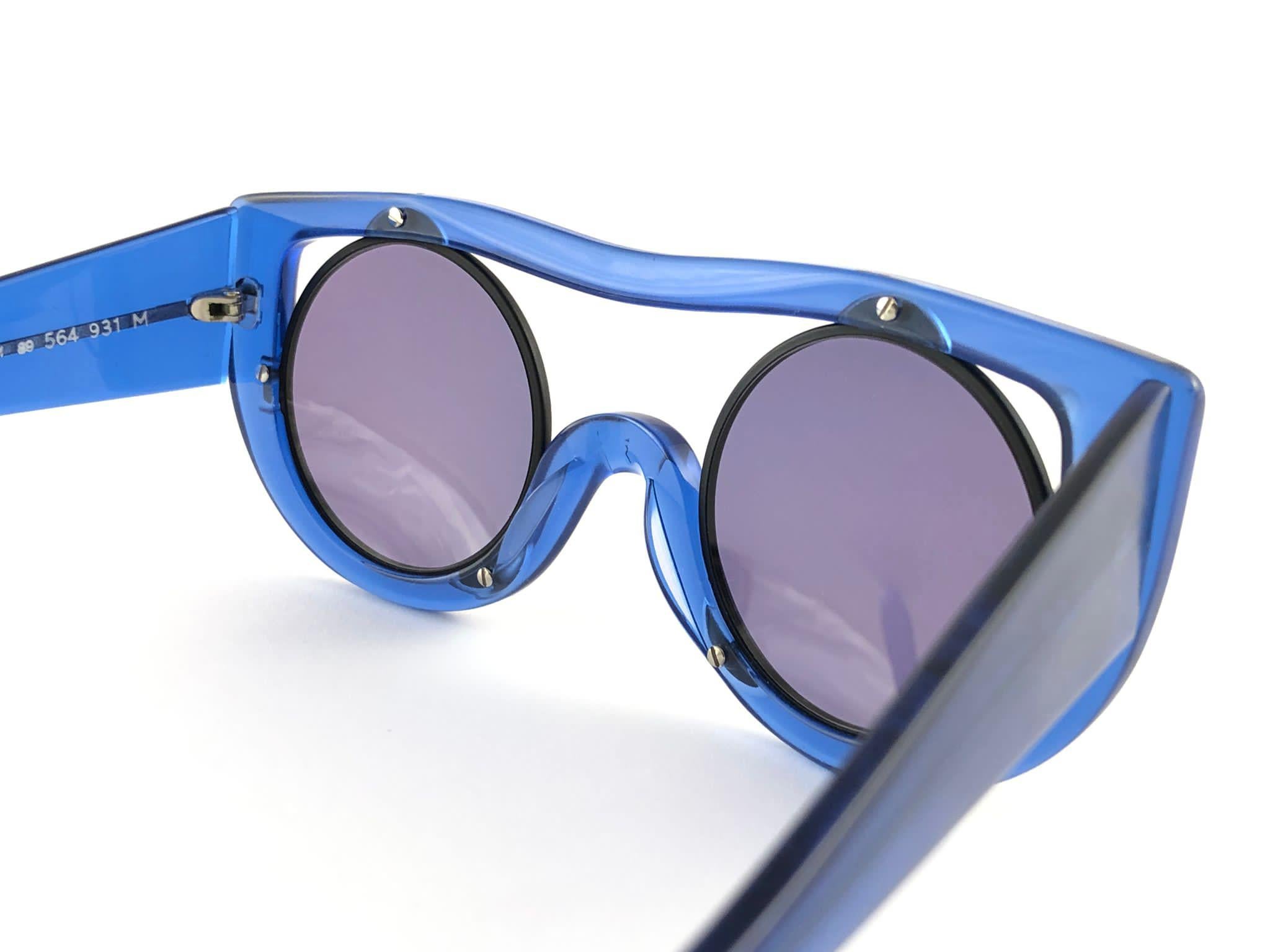 New Vintage Montana 564 Electric Blue Handmade in France Sunglasses 1980's For Sale 1