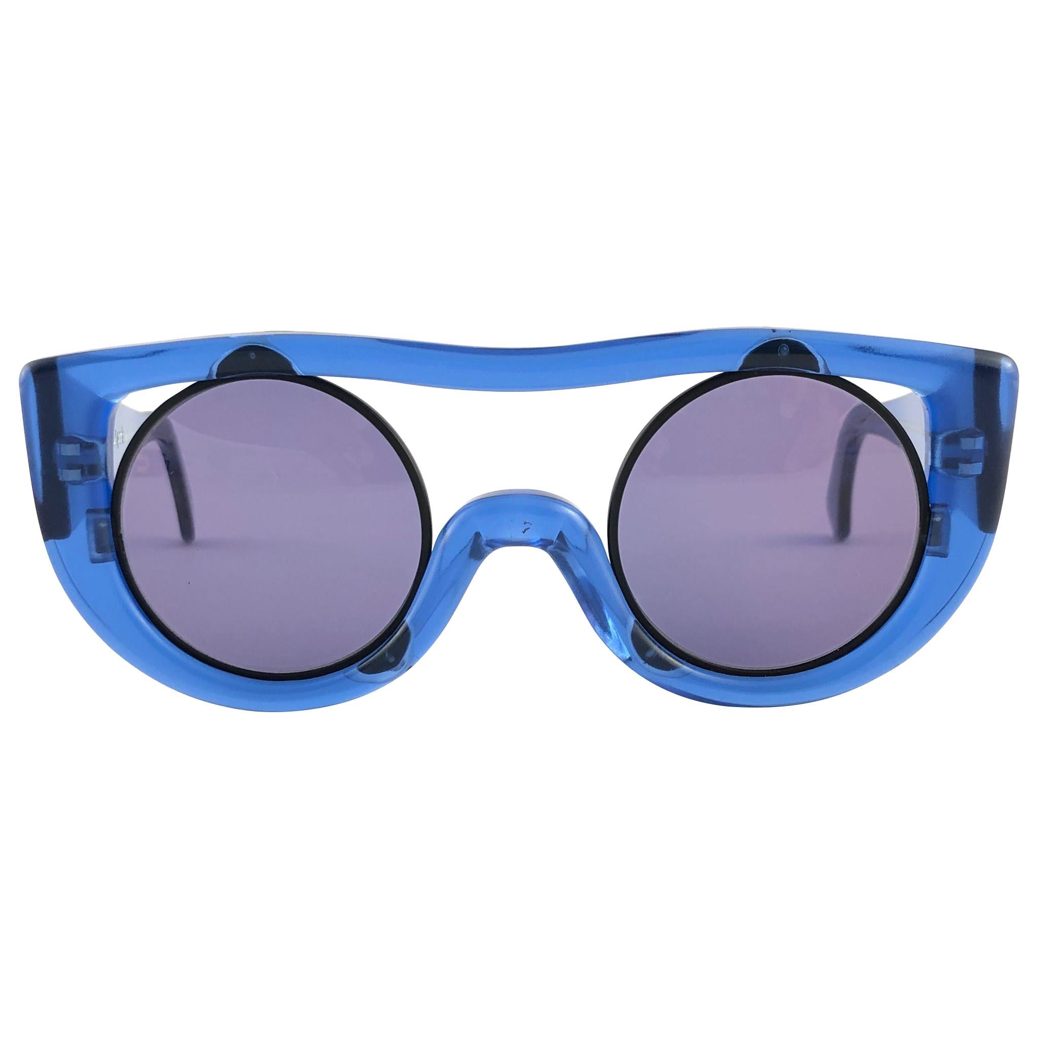 New Vintage Montana 564 Electric Blue Handmade in France Sunglasses 1980's For Sale