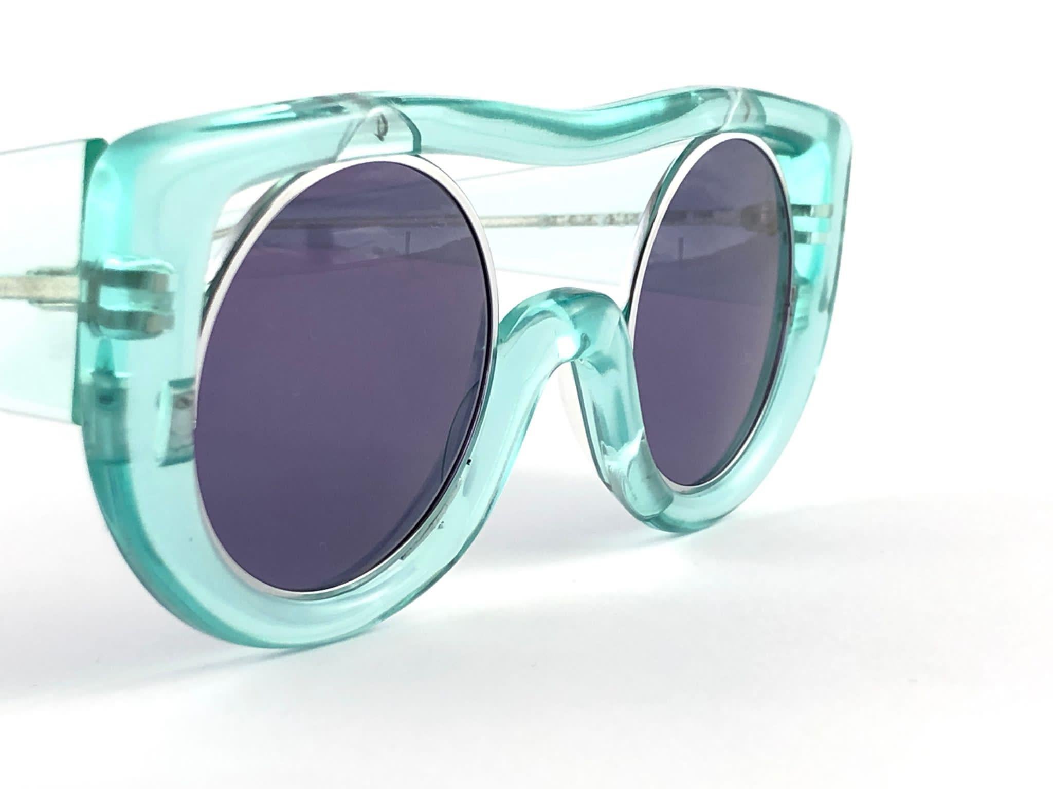 Gray New Vintage Montana 564 Mint Green Handmade in France Sunglasses 1980's For Sale
