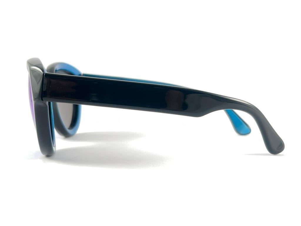 New Vintage Montana Black Frame Polarised Lenses Hand Made France 80S Sunglasses For Sale 1