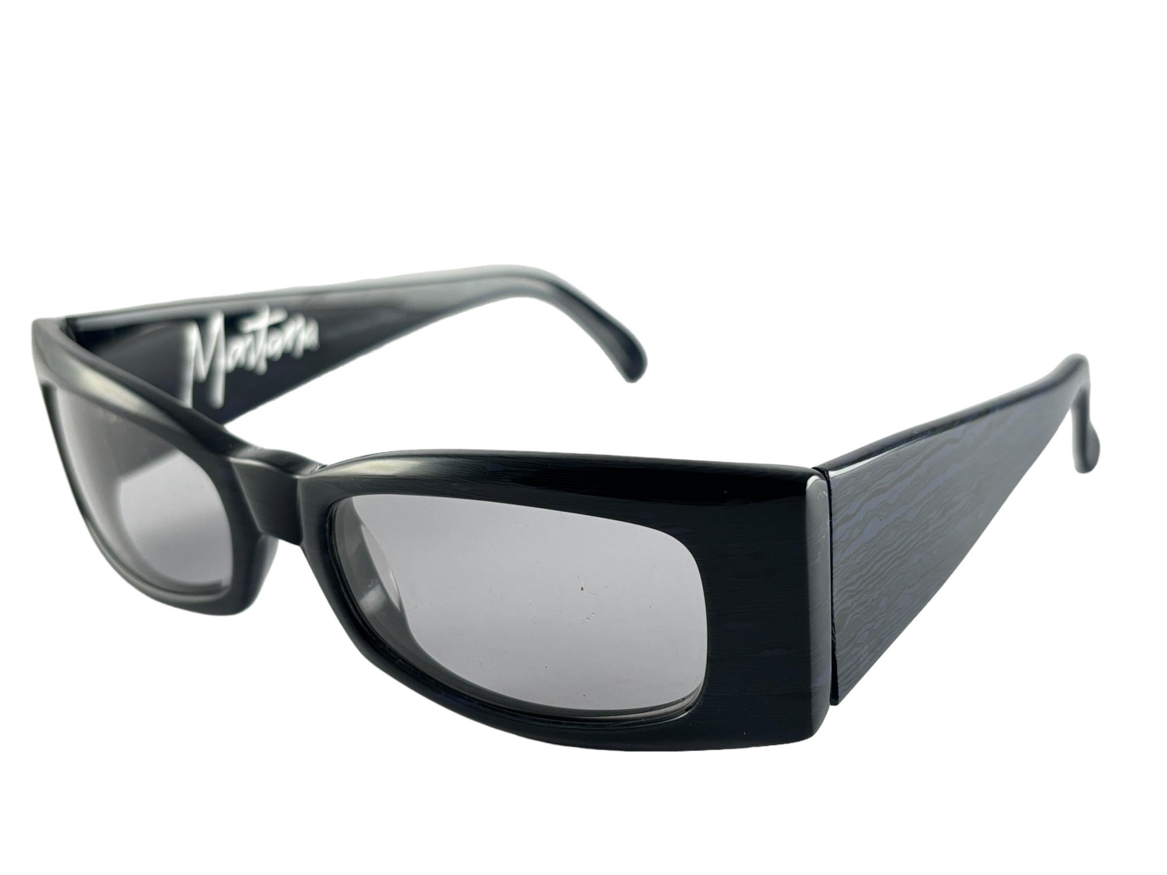 New Vintage Montana by Mikli 560 Stripped Black Made in France Sunglasses 1980's For Sale 6