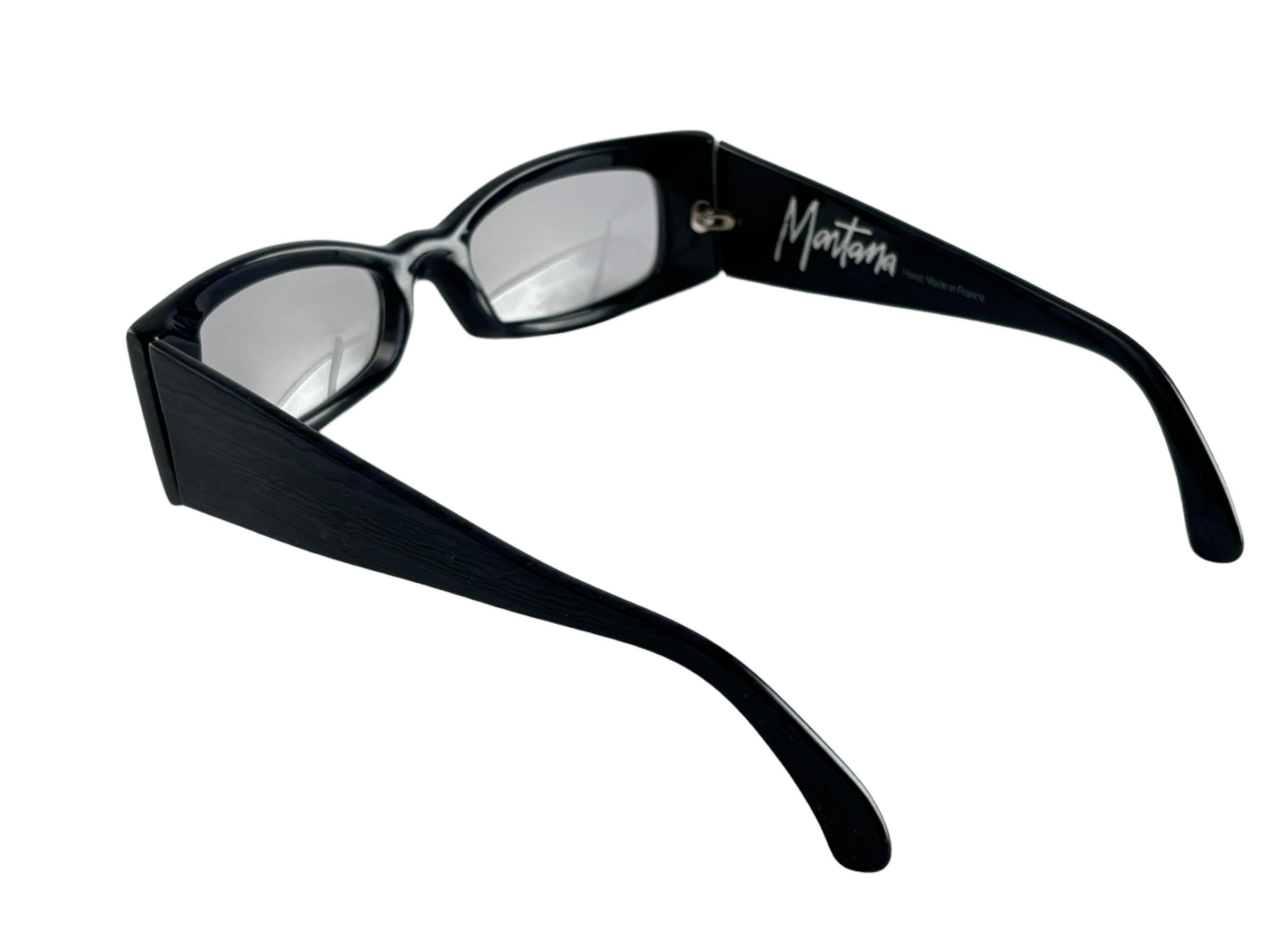 New Vintage Montana by Mikli 560 Stripped Black Made in France Sunglasses 1980's In Excellent Condition For Sale In Baleares, Baleares