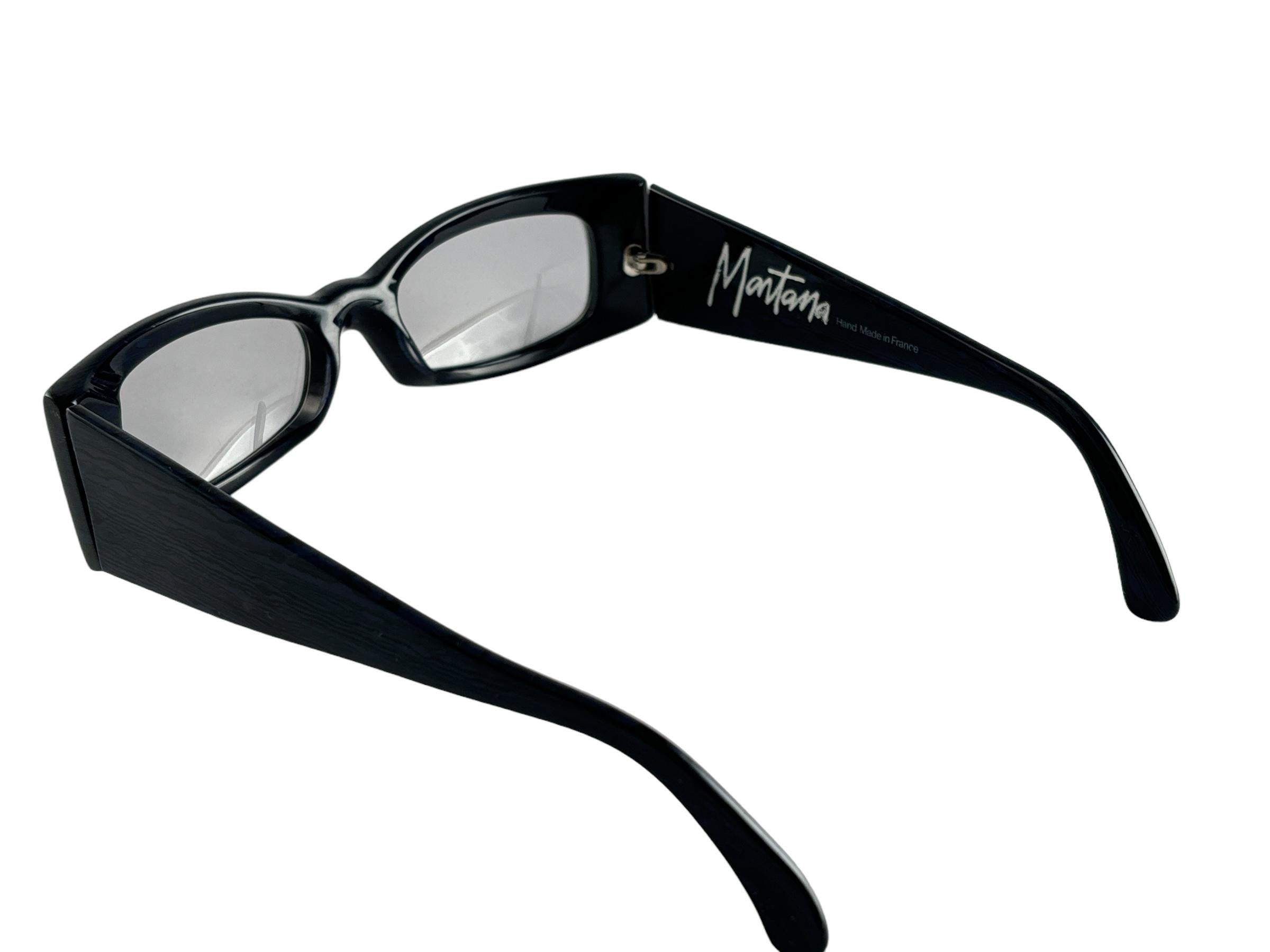 New Vintage Montana by Mikli 560 Stripped Black Made in France Sunglasses 1980's For Sale 1