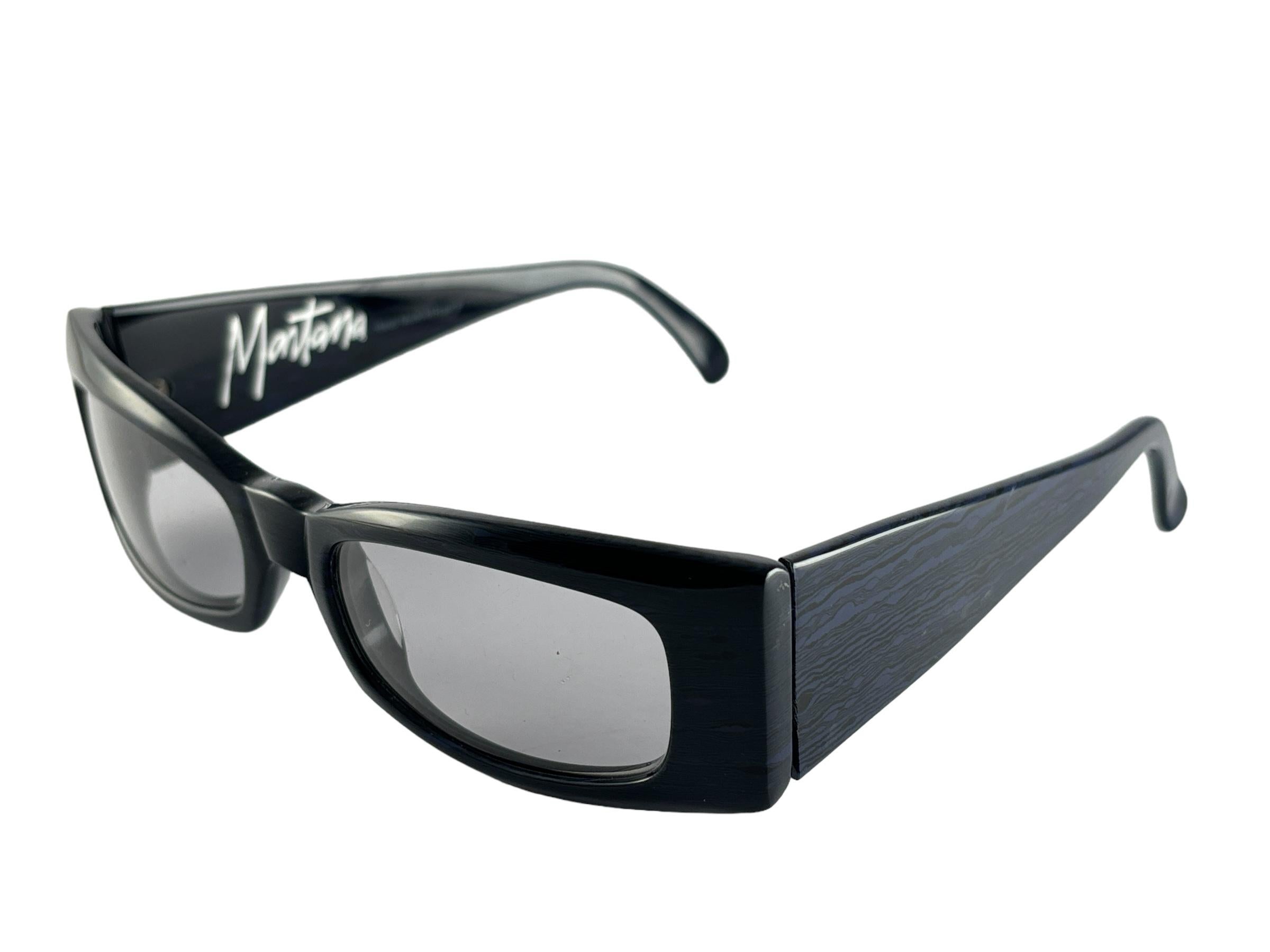 New Vintage Montana by Mikli 560 Stripped Black Made in France Sunglasses 1980's For Sale 3